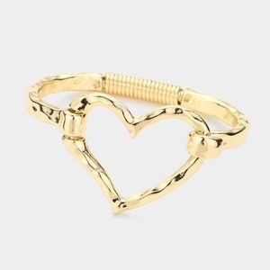 Gold Heart Metal Hook Bracelet Fashion Jewelry Hollow Outline Style